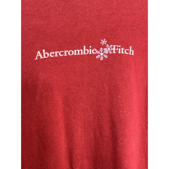 Abercrombie Fitch VTG Spellout Y2K Snowflake Shirt Mens XL Red Lng slv - Picture 3 of 10